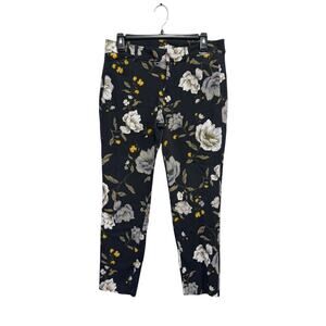 Old Navy Pixie Pant Floral Ankle Pants Women 10 Mid Rise Stretch Slim Workwear